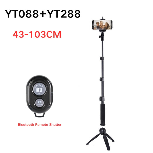 [YT088] Portable Selfie Stick Tripod With Bluetooth Remote Extendable Travel Lightweight Tripod Stand for Selfie, Live Streaming, Video Conference, Compatible With All Phones