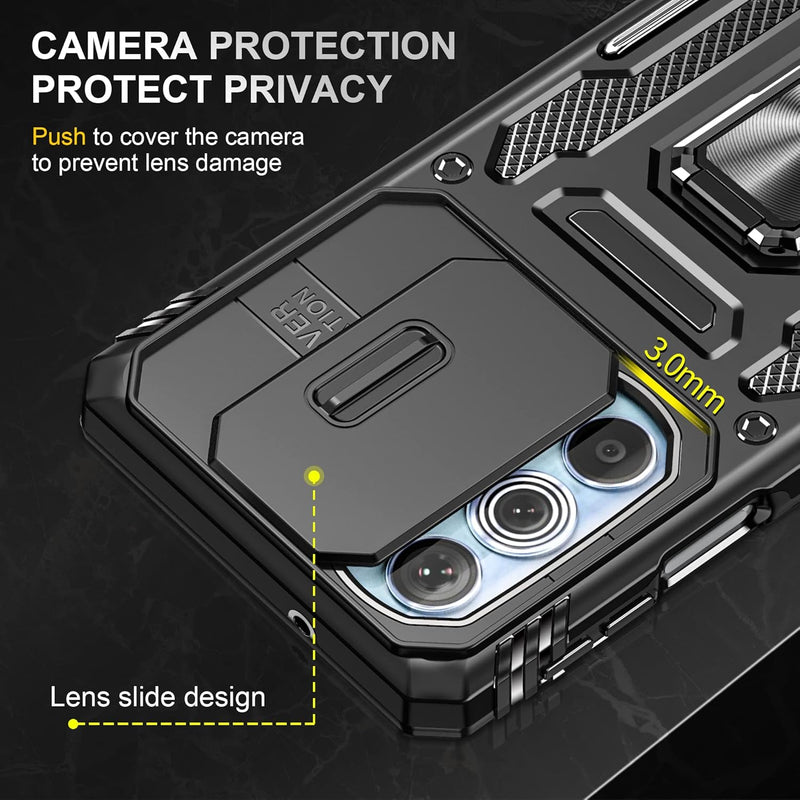 Chargez l&#39;image dans la visionneuse de la galerie, [Magnetic Ring Kickstand][Camera Cover] Motorola Moto Edge 30 Pro/Edge Plus 2022 - Shield Shockproof Rugged Heavy Duty Case With 2PC 9H Glass Screen Protector
