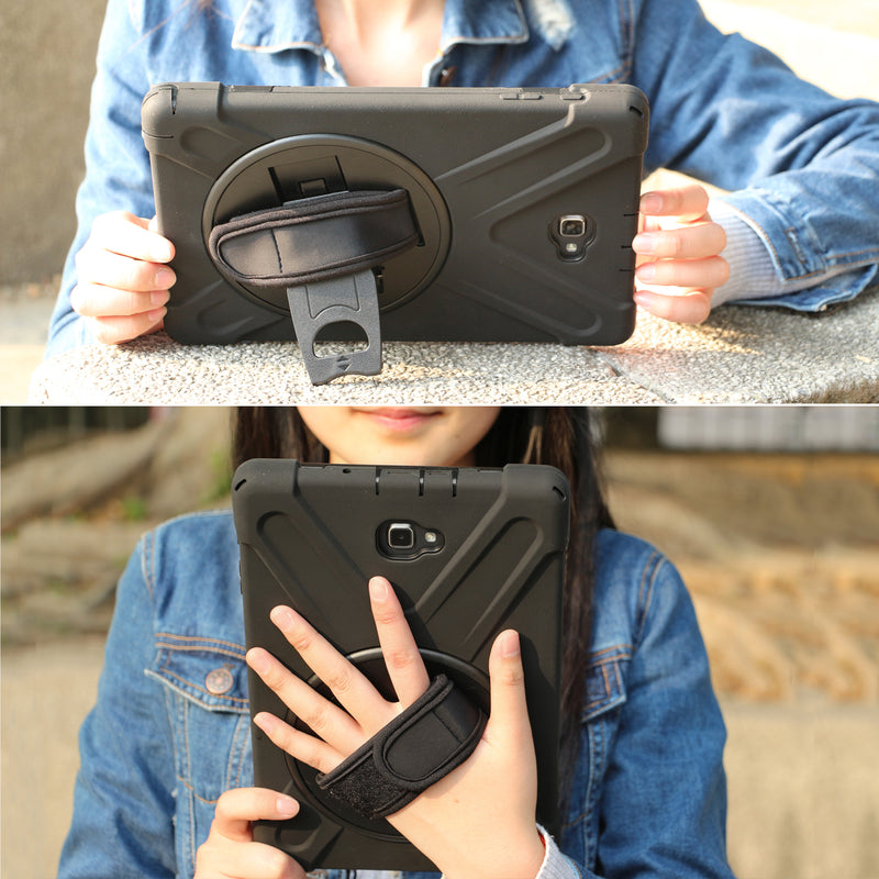 Cargue la imagen en el visor de la galería, Samsung Galaxy Tab A 2017 8&quot; (T380 / T385Y / T387) Heavy Duty 360 Degree Rotate Stand Hand Strap Case - Polar Tech Australia
