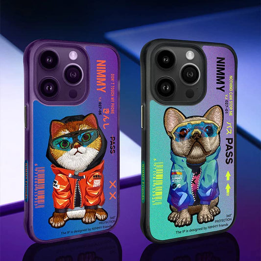 Nimmy Pet Animal Series iPhone 13/14/15/Pro/Max Embroidery 3D Cute Cool Case - Polar Tech Australia