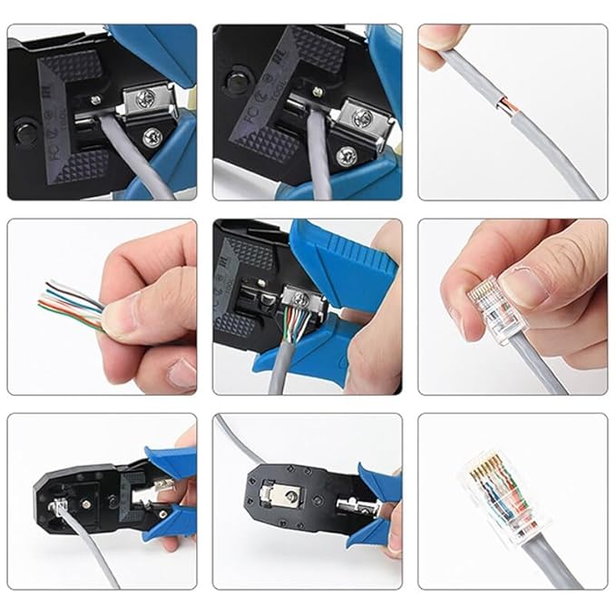 Chargez l&#39;image dans la visionneuse de la galerie, [TL-N568R] Portable Self-adjusting 6P/8P Crimping Pliers Wire Cable End Sleeve Ferrule Cutter Crimper Network Ethernet Internet Cable Clamp Tool - Polar Tech Australia
