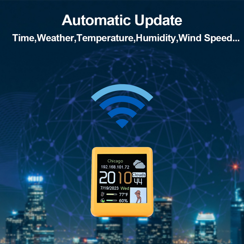 Chargez l&#39;image dans la visionneuse de la galerie, Smart Weather Station Clock WIFI Connected Weather Update Desktop Ornament
