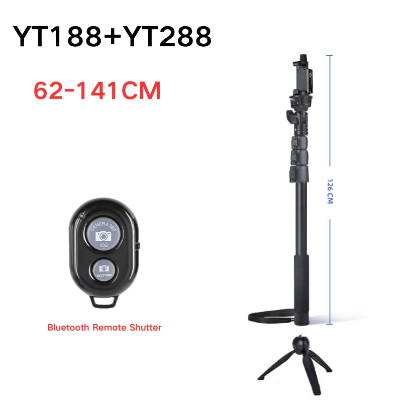 Cargue la imagen en el visor de la galería, [YT088] Portable Selfie Stick Tripod With Bluetooth Remote Extendable Travel Lightweight Tripod Stand for Selfie, Live Streaming, Video Conference, Compatible With All Phones
