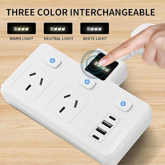 Multi-function Socket Power Strip Extension Board 2 Outlets + 2 USB + 2 USB-C PD 20W