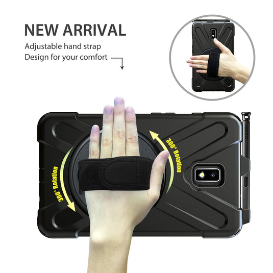 Samsung Galaxy Tab Active 2 8" 2017 (T390/T395) Heavy Duty 360 Degree Rotate Stand Hand Strap Case - Polar Tech Australia