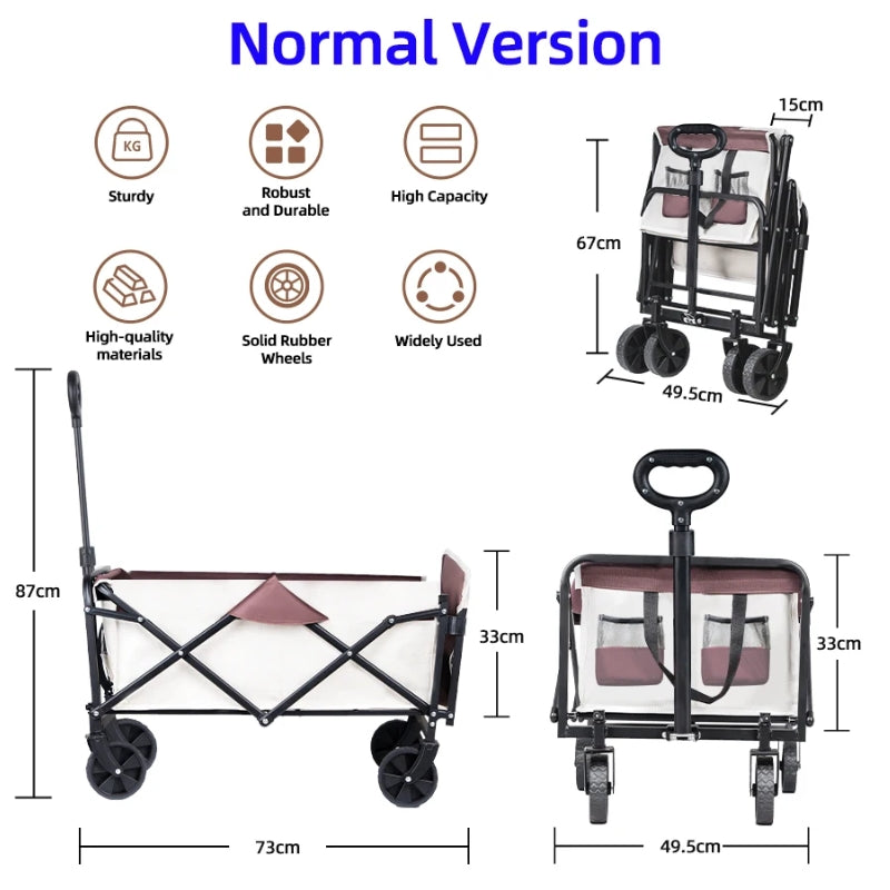 Chargez l&#39;image dans la visionneuse de la galerie, Extender Folding Cart Outdoor Extra Long Utility Large Capacity Wagon Cart Camping Picnic Trolley Beach Collapse Folding Cart
