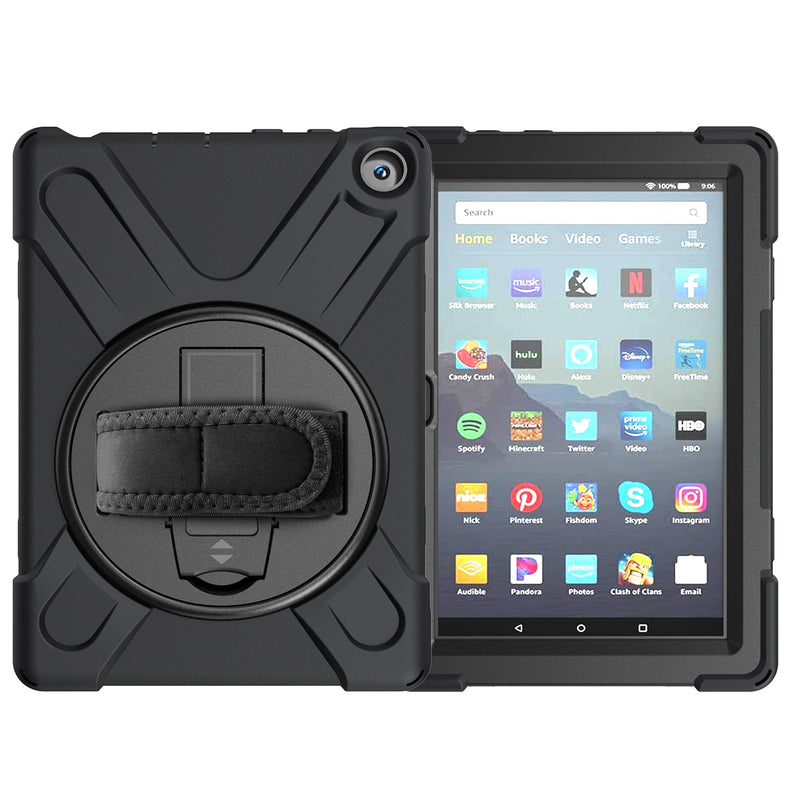 Chargez l&#39;image dans la visionneuse de la galerie, Amazon Kindle Fire 8 2020 Heavy Duty 360 Degree Rotate Stand Hand Strap Case - Polar Tech Australia
