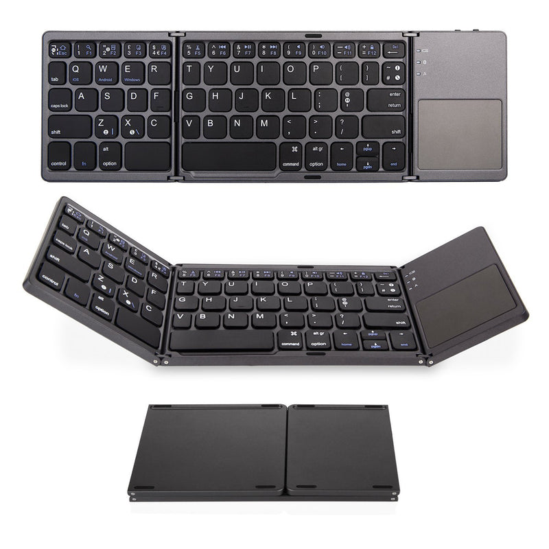 Chargez l&#39;image dans la visionneuse de la galerie, Foldable Bluetooth Keyboard with Touchpad Portable Wireless Keyboard , Rechargeable Full Size Ultra Slim Pocket Folding Keyboard for Android Windows iOS Tablet And Mobile Phone
