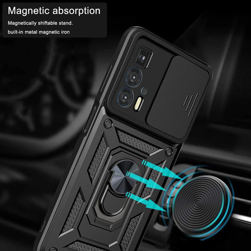 Cargue la imagen en el visor de la galería, [Magnetic Ring Kickstand][Camera Cover] Motorola Moto Edge 20 Pro - Shield Shockproof Rugged Heavy Duty Case
