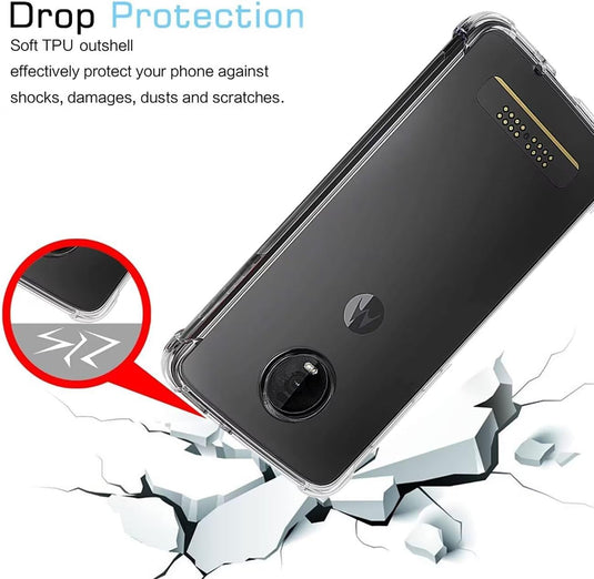 Motorola Moto Z4/Moto Z4 Play/Moto Z4 Force - AirPillow Cushion Transparent Soft Clear TPU Four Corners Protective Case