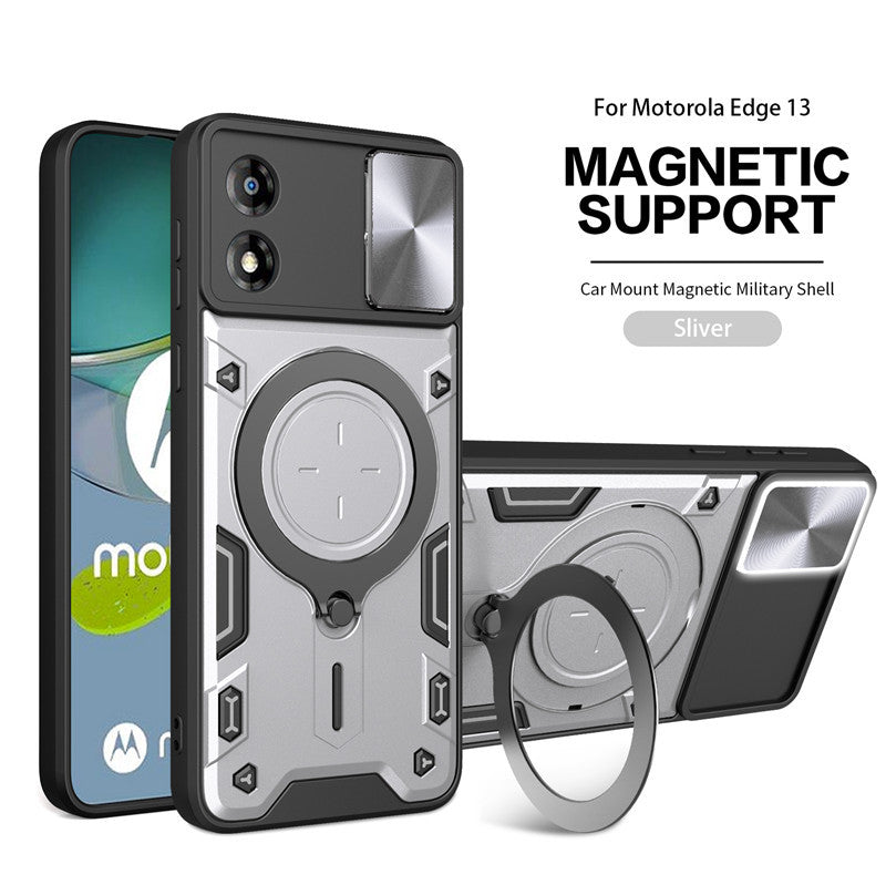 Load image into Gallery viewer, [Ring Rotating Stand][Camera Lens Cover] Motorola Moto E13 - Shield Shockproof Rugged Heavy Duty Case
