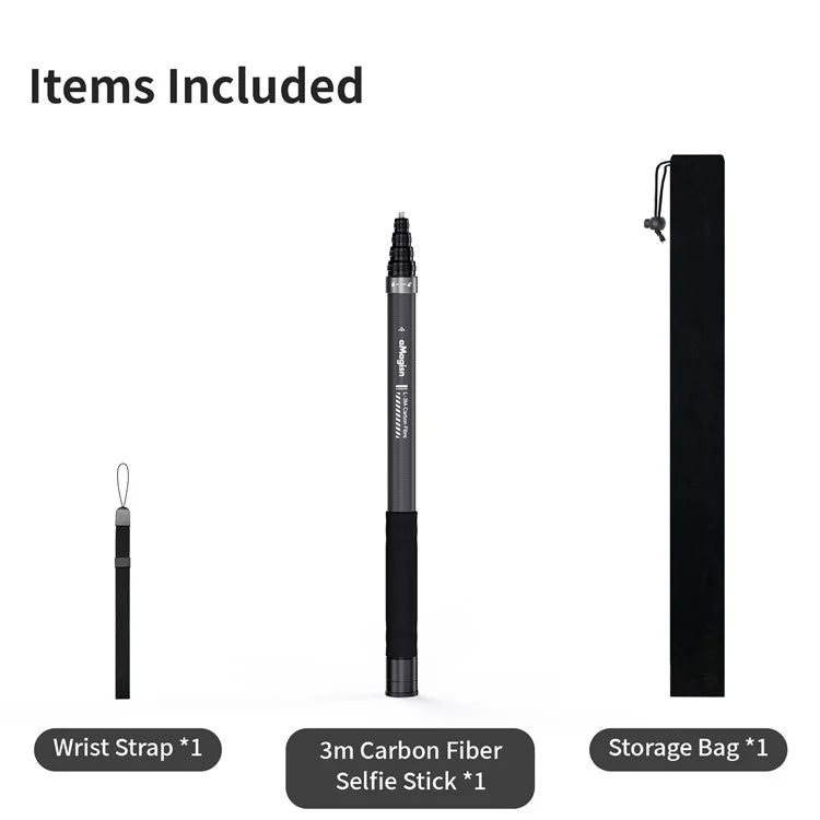 Chargez l&#39;image dans la visionneuse de la galerie, [3M Super Long] AMAGISN 3m Carbon Fiber Selfie Stick Sports Camera Extension Pole for Insta360 / DJI / GoPro
