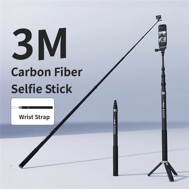 [3M Super Long] AMAGISN 3m Carbon Fiber Selfie Stick Sports Camera Extension Pole for Insta360 / DJI / GoPro