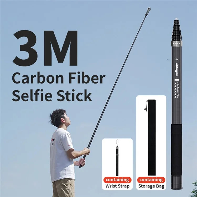 Chargez l&#39;image dans la visionneuse de la galerie, [3M Super Long] AMAGISN 3m Carbon Fiber Selfie Stick Sports Camera Extension Pole for Insta360 / DJI / GoPro
