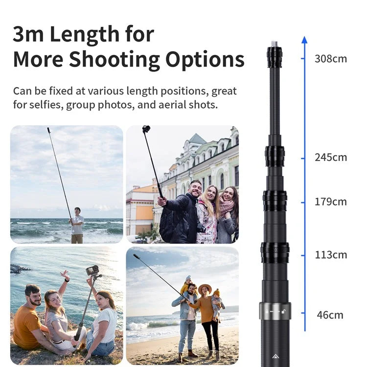 Chargez l&#39;image dans la visionneuse de la galerie, [3M Super Long] AMAGISN 3m Carbon Fiber Selfie Stick Sports Camera Extension Pole for Insta360 / DJI / GoPro
