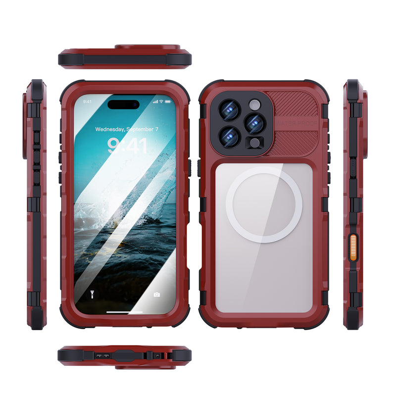 Load image into Gallery viewer, [IP68/10FT Waterproof][Magsafe Compatible] Apple iPhone 16 / 16 Plus / 16 Pro / 16 Pro Max - Redpepper M Series Metal Heavy Duty Waterproof Magnetic Silicone Phone Case With Lanyard
