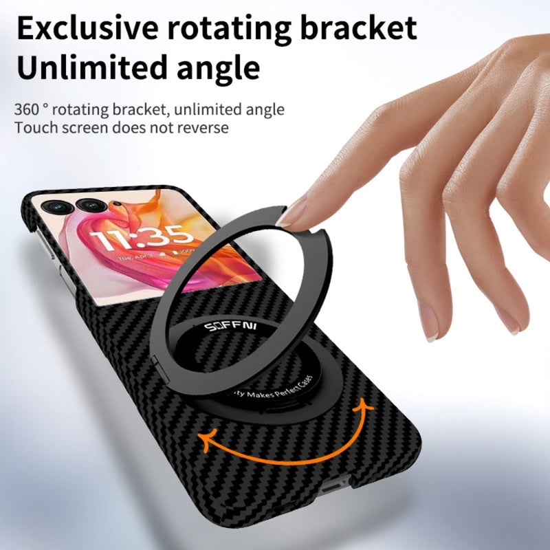 Cargue la imagen en el visor de la galería, [360° Rotating Bracket] Motorola Razr 50/Ultra - Carbon Fiber Style MagSafe Magnetic Shockproof Protective Case
