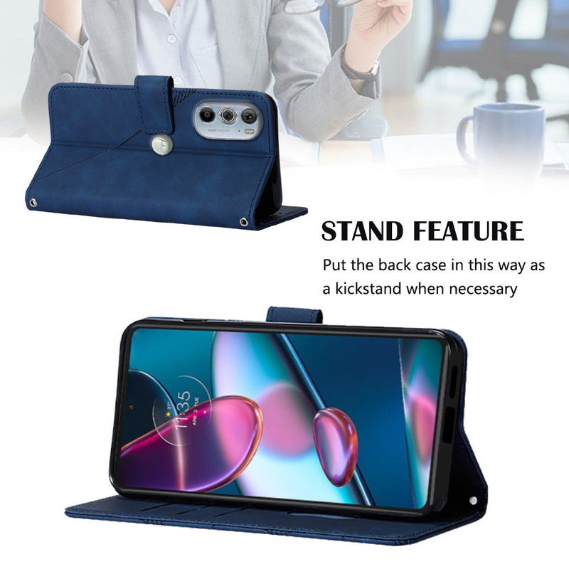 Chargez l&#39;image dans la visionneuse de la galerie, [With Shoulder Strap] [With Card Slot] Motorola Moto G Play 2023/G Power 2022 - PU leather Crossbody Wallet Style Shockproof Phone Case
