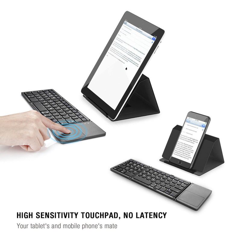 Load image into Gallery viewer, Foldable Bluetooth Keyboard with Touchpad Portable Wireless Keyboard , Rechargeable Full Size Ultra Slim Pocket Folding Keyboard for Android Windows iOS Tablet And Mobile Phone
