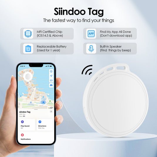 [Siindoo]  AirTag Mini GPS Tracker Smart Tag Luggage Wallet Pet Key Finder