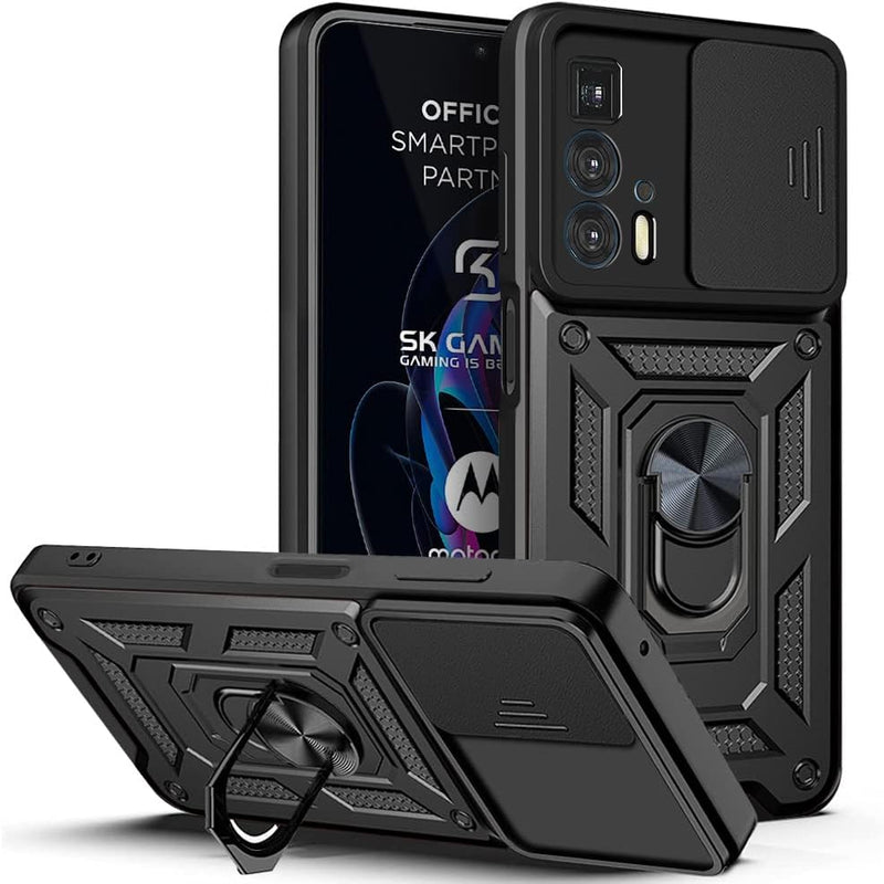 Cargue la imagen en el visor de la galería, [Magnetic Ring Kickstand][Camera Cover] Motorola Moto Edge 20 Pro - Shield Shockproof Rugged Heavy Duty Case
