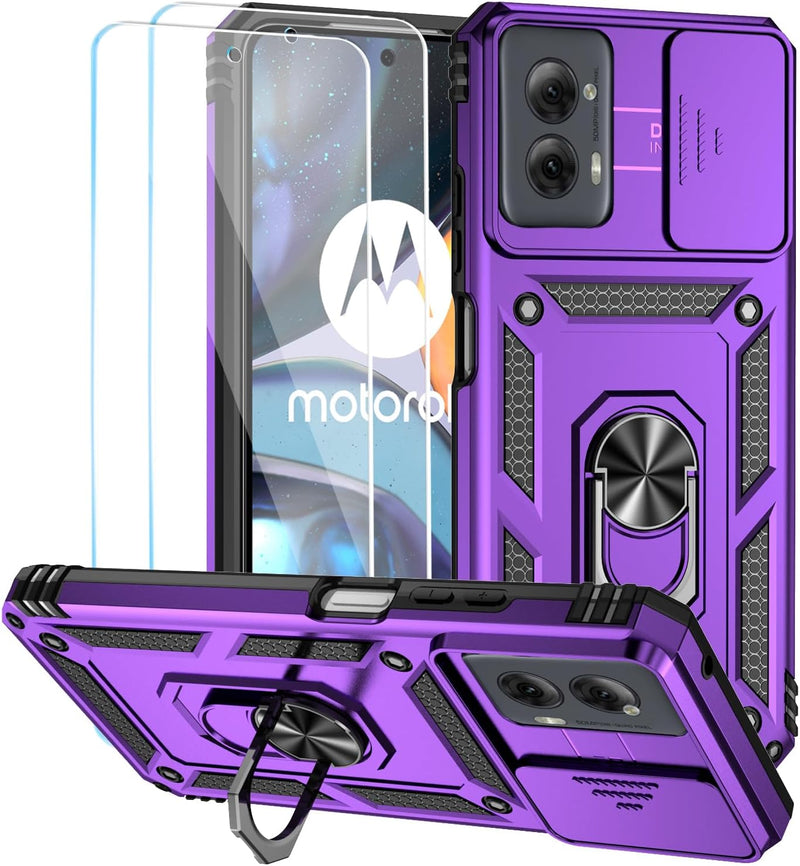 Load image into Gallery viewer, [Magnetic Ring Kickstand][Slide Camera Cover] Motorola Moto G Power 2024 - Shield Shockproof Rugged Heavy Duty Case
