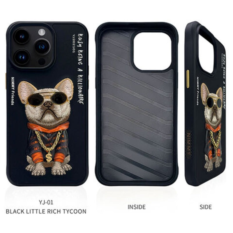 Cargue la imagen en el visor de la galería, Nimmy Pet Animal Series iPhone 13/14/15/Pro/Max Embroidery 3D Cute Cool Case - Polar Tech Australia
