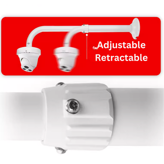 Universal Retractable Extension Aluminium CCTV Dome Camera Wall Mount Bracket Holder - Polar Tech Australia