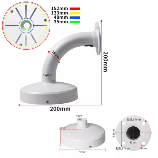 [Fixed Length] Universal Aluminium CCTV Dome Camera Wall Mount Bracket Holder - Polar Tech Australia