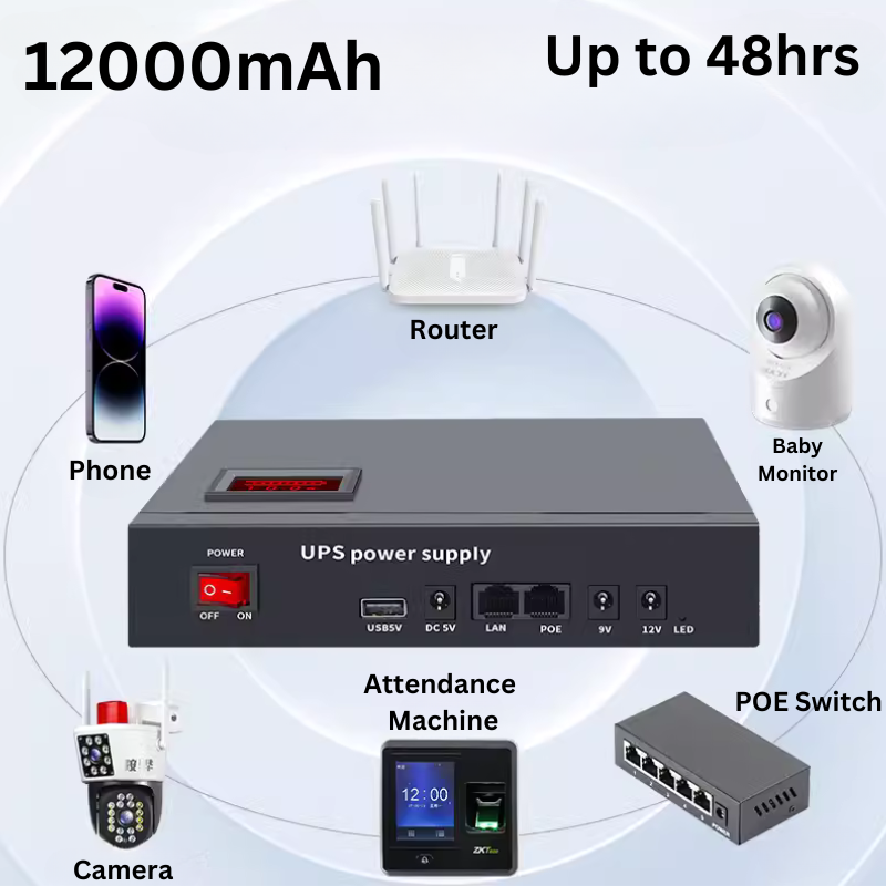 Chargez l&#39;image dans la visionneuse de la galerie, [12000mAh] Universal Mini UPS Battery Backup For WIFI Router, Modem, POE Switch, Security Camera CCTV &amp; Alarm &amp; Attendance Machine LED Light - Polar Tech Australia
