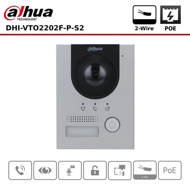 [VTO2202F-P-S2] Dahua IP PoE 2 Wire Intercom System Villa Door Station Camera Gate Door Open