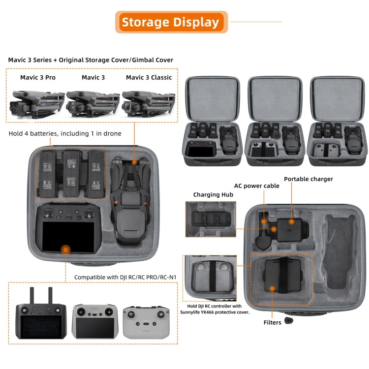 Cargue la imagen en el visor de la galería, DJI Mavic 3 Pro / 3 Classic / 3 Sunnylife Storage Bag Handbag Kit
