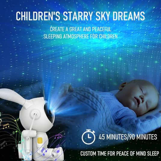 [G002] Space Rabbit Starry Sky Projection Lamp Bluetooth Speaker 2 in 1 Laser Light(White)