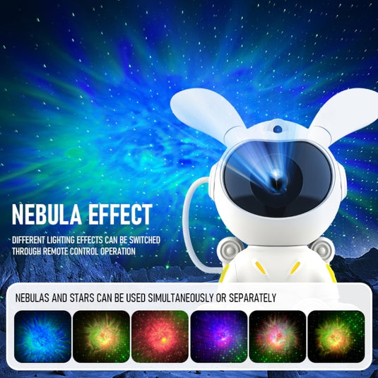 [G002] Space Rabbit Starry Sky Projection Lamp Bluetooth Speaker 2 in 1 Laser Light(White)