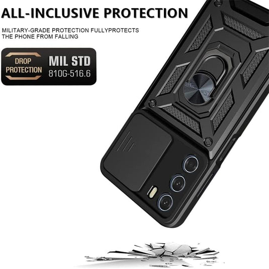 [Built-in 360-degree rotatable ring bracket][Camera Cover] Motorola Moto Edge 50 Neo - Shield Shockproof Rugged Heavy Duty Case