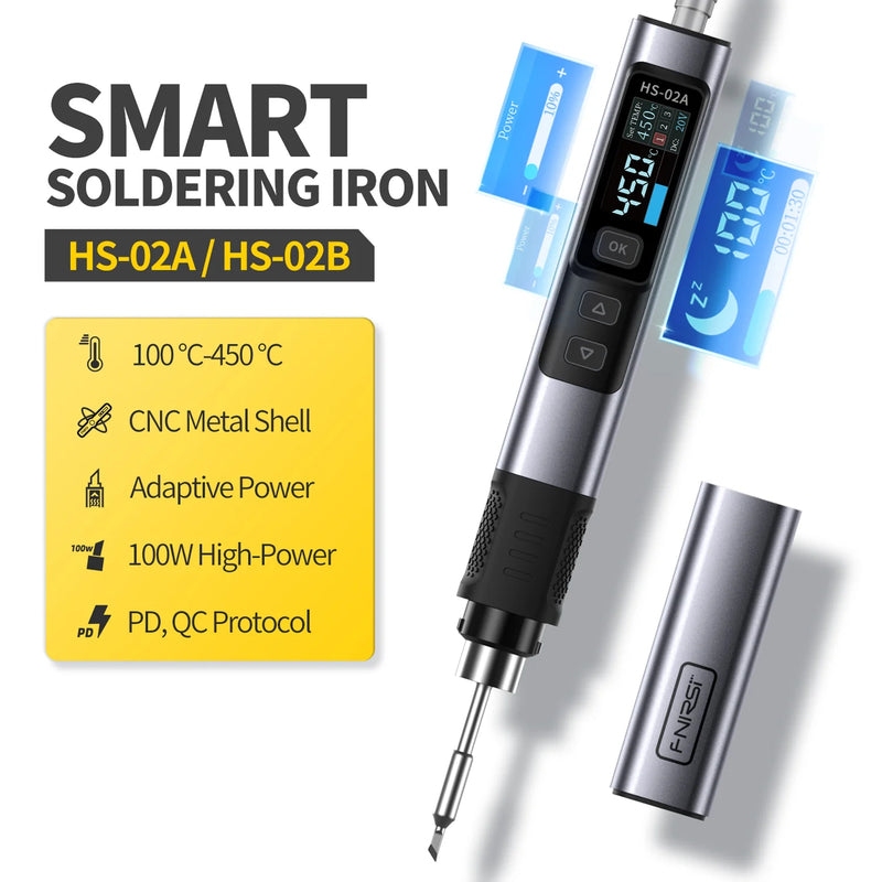 Chargez l&#39;image dans la visionneuse de la galerie, [HS-02] FNIRSI Intelligent Soldering Iron 100W Portable Temperature-Controlled Soldering Station
