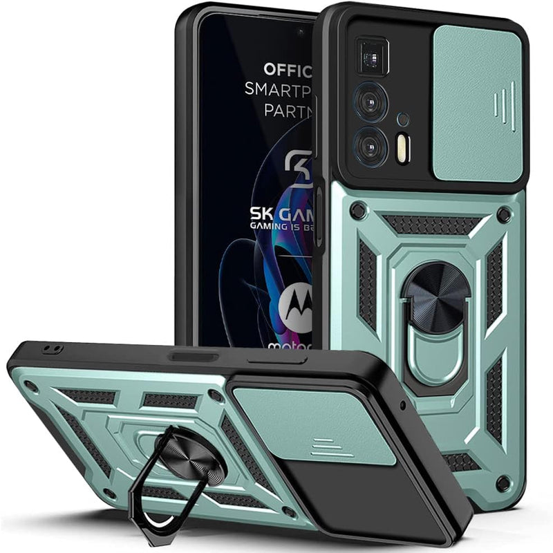 Cargue la imagen en el visor de la galería, [Magnetic Ring Kickstand][Camera Cover] Motorola Moto Edge 20 Pro - Shield Shockproof Rugged Heavy Duty Case
