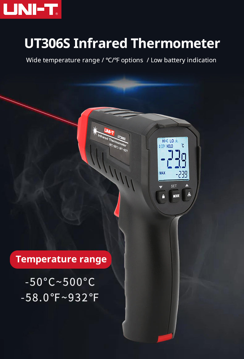 Cargue la imagen en el visor de la galería, [UT306S] UNI-T Digital Infrared Thermometer Non-contact Laser Thermometer Gun Temperature Tester -50-500
