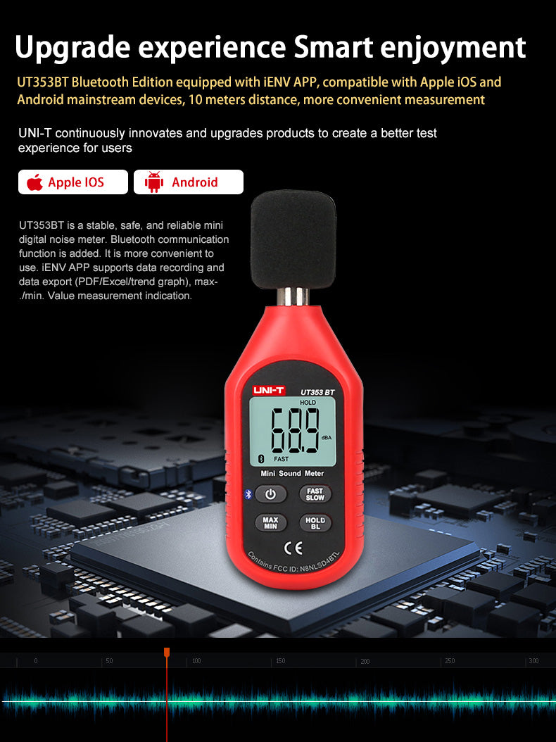 Load image into Gallery viewer, [UT353BT] UNI-T Noise Measuring Instrument db Meter 30~130dB Mini Audio Sound Level Meter Decibel Monitor
