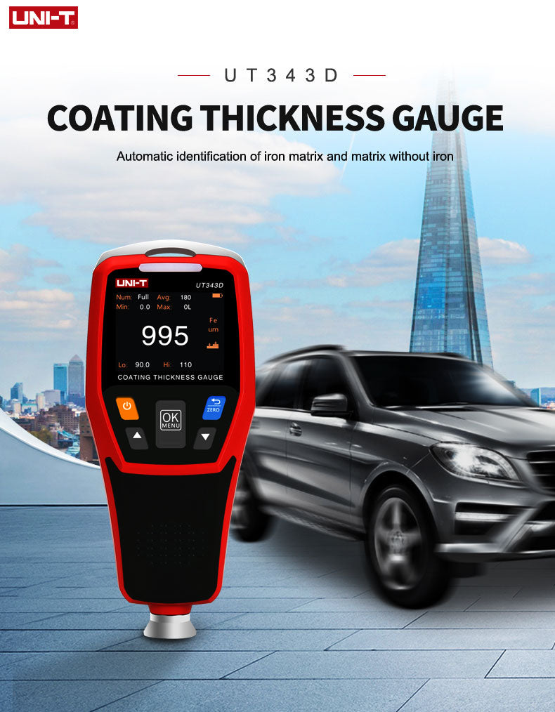 Chargez l&#39;image dans la visionneuse de la galerie, [UT343D] UNI-T Coating Thickness Gauge Digital FE/NFE Metal Car Paint Thickness Tester Meter
