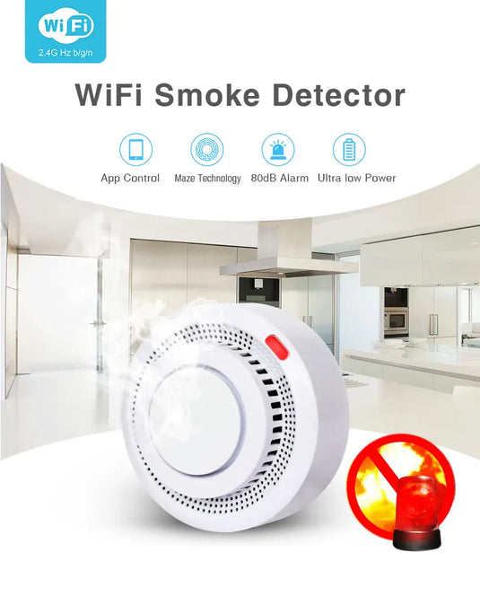 [TUYA Smart Home] Battery Powered Wireless WIFI Smoke Detector Smart Home Security - Polar Tech Australia