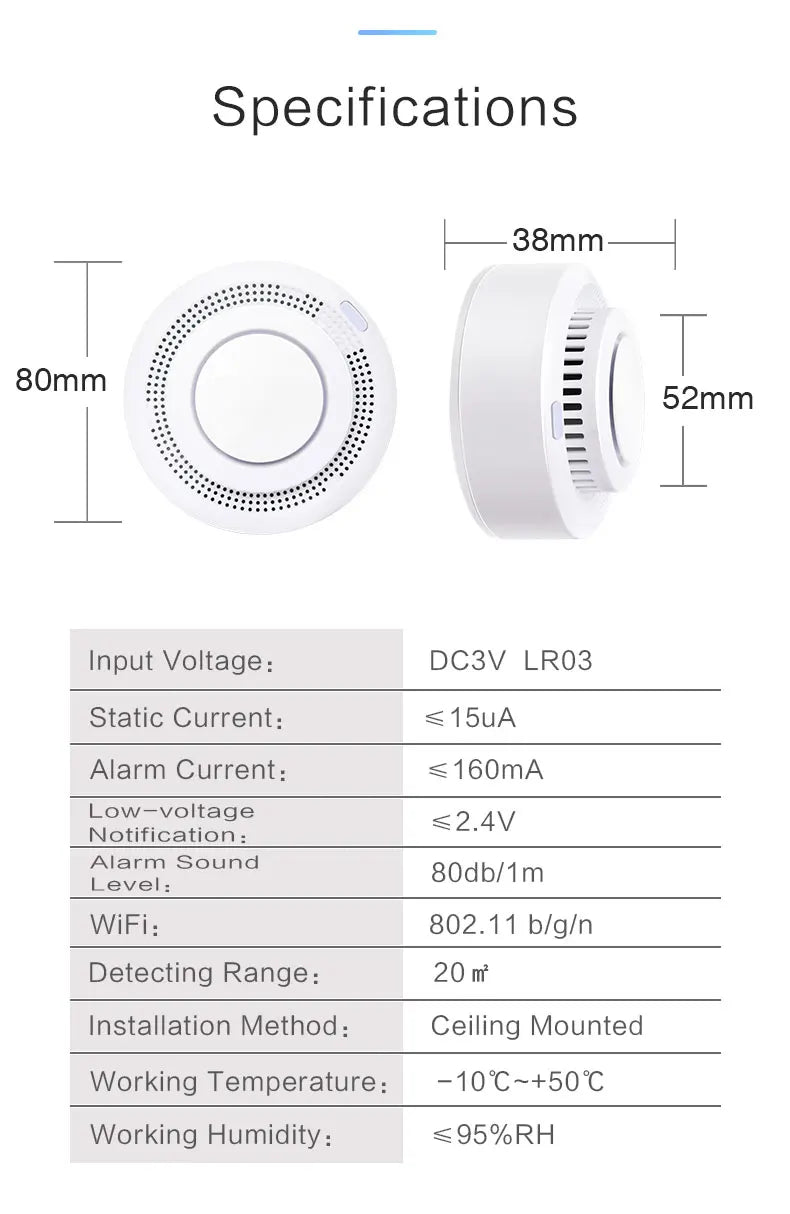 Chargez l&#39;image dans la visionneuse de la galerie, [TUYA Smart Home] Battery Powered Wireless WIFI Smoke Detector Smart Home Security - Polar Tech Australia
