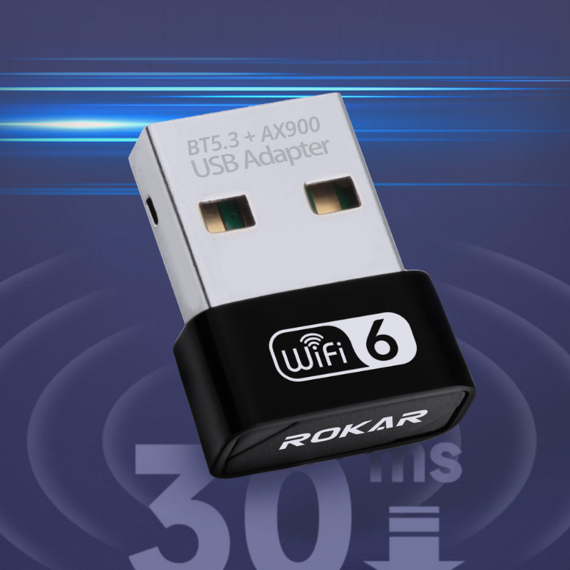 Chargez l&#39;image dans la visionneuse de la galerie, ROKAR WiFi 6 + Bluetooth 5.3 Dual-Band USB Adapter - 900Mbps Wireless Network Card for Desktop and Laptop
