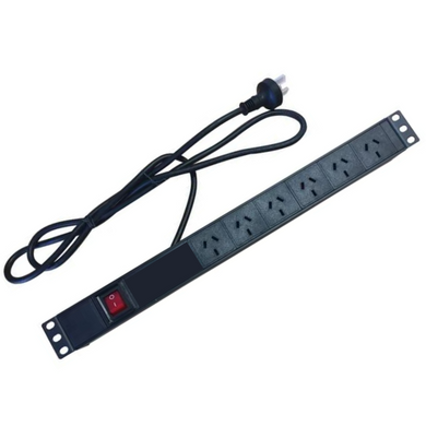 [AU Version] 6 Outlets Horizontal Rack Mount PDU Power Stripe With On OFF Switch - Polar Tech Australia