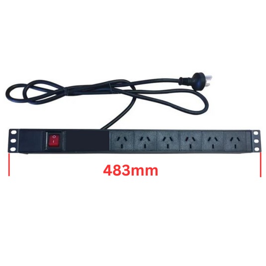 [AU Version] 6 Outlets Horizontal Rack Mount PDU Power Stripe With On OFF Switch - Polar Tech Australia