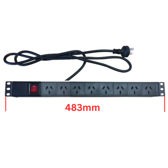 [AU Version] 8 Outlets Horizontal Rack Mount PDU Power Stripe With On OFF Switch - Polar Tech Australia