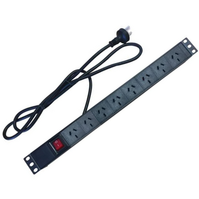 [AU Version] 8 Outlets Horizontal Rack Mount PDU Power Stripe With On OFF Switch - Polar Tech Australia