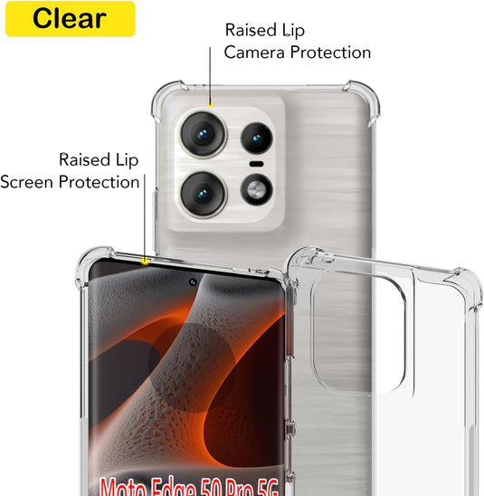 Motorola Moto Edge 50/50 Pro  - AirPillow Cushion Transparent Soft Clear TPU Four Corners Protective Case