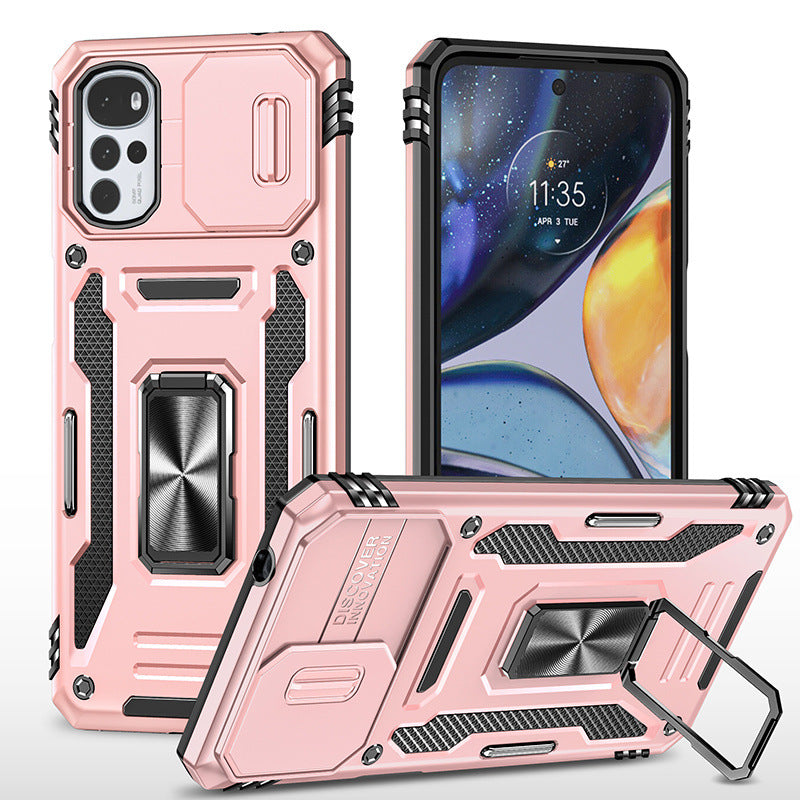 Chargez l&#39;image dans la visionneuse de la galerie, [Magnetic Rotable Kickstand][Slide Camera Cover] Motorola Moto G22 - Shield Shockproof Rugged Heavy Duty Case
