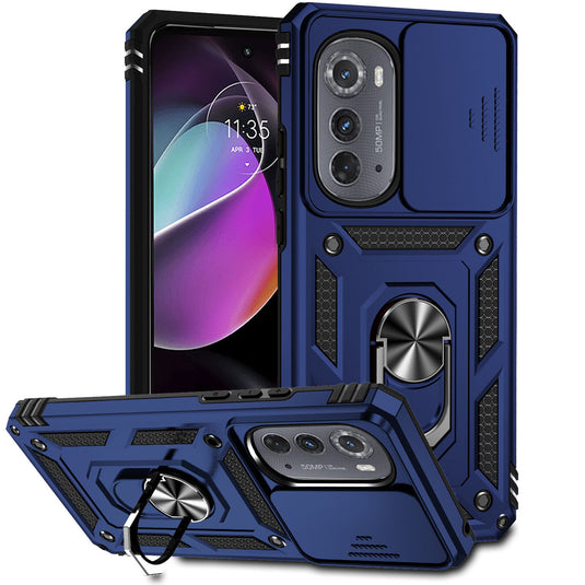 [Magnetic Ring Kickstand][Camera Cover] Motorola Moto Edge 2022 - Shield Shockproof Rugged Heavy Duty Case